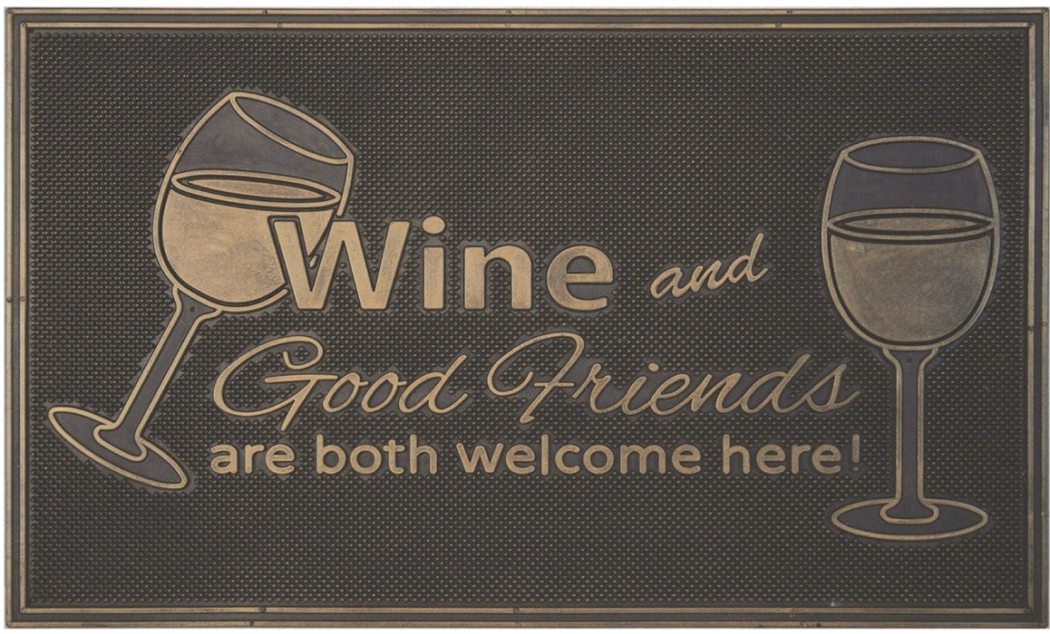 Wine & Good Friends Rubber Door Mat