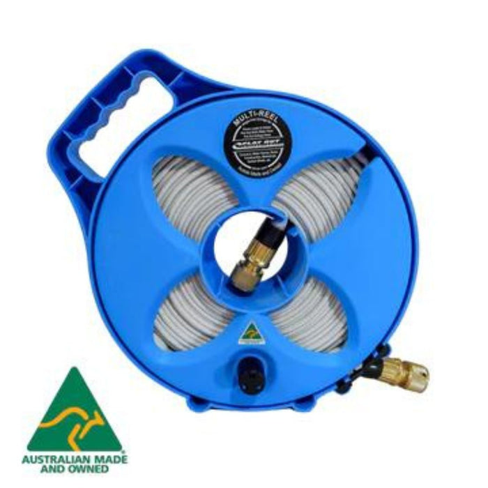 10m Flat Out Drink Water Hose on  Compact Multi-Reel Electric Blue