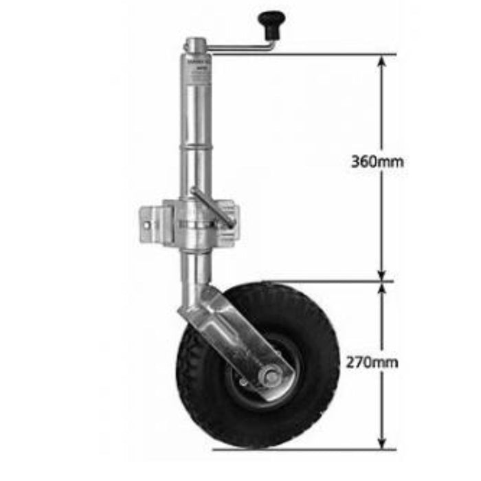 Jockey Wheel With Clamp - Pneu Wheel 4.1/3.50X4