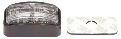 LED Clearance Light White 10-30V Clear Lens 50 x 25mm Fixed & Self-Adhesive Mounts