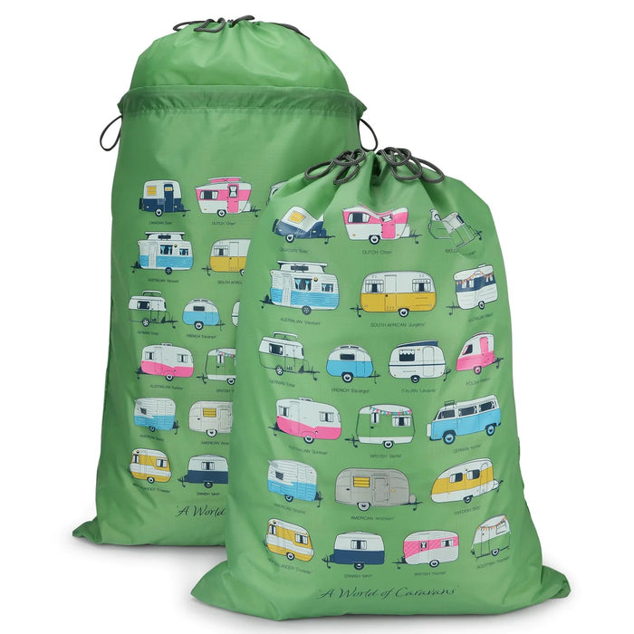 Expandable Laundry Bag -Iconic Collection -A World of Caravans Green