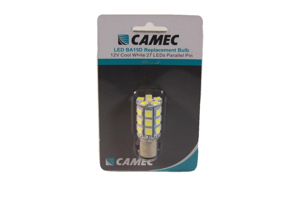 Camec 12V 27 LED BA15D Replacement Bulb Double Contact - Cool White