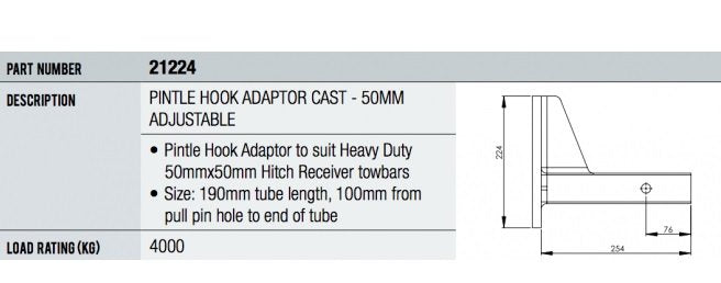 Hayman Reese 4.OT Adjustable Pintle Hook Adaptor
