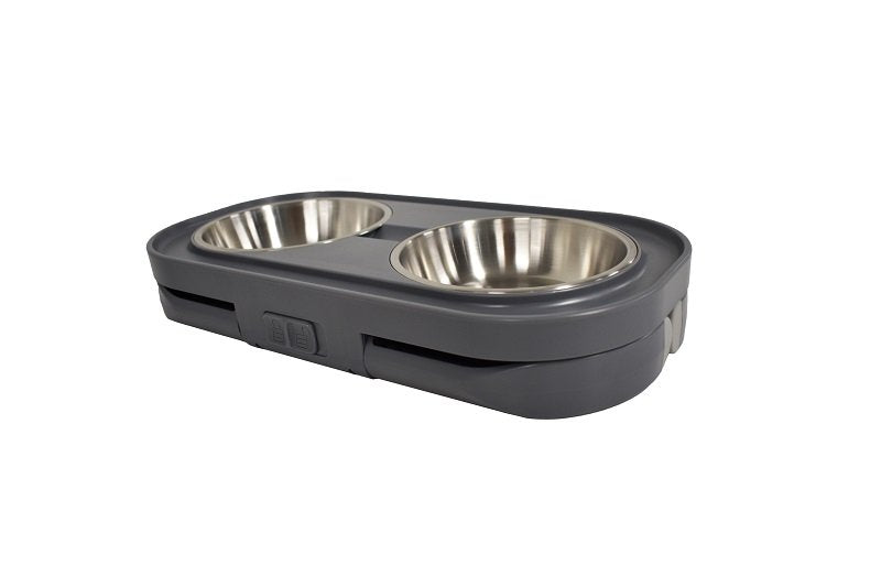 Travellers Twin Pet Bowl Height Adjustable Grey