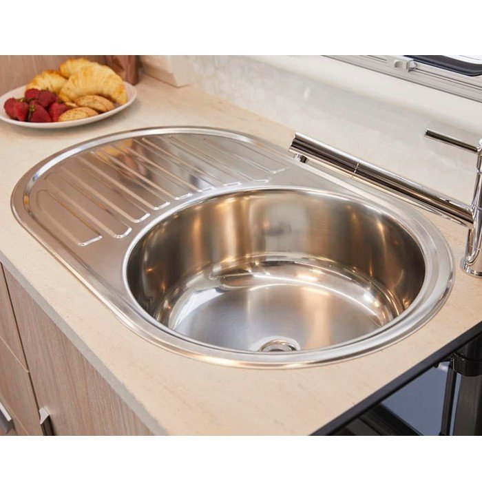 Stainless Steel Jayco Kitchen Sink Round & Drainer 720 x 440mm