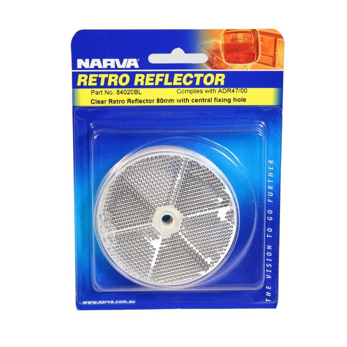 Narva Reflector Clear 80mm With Central Fixing Hole - Twin Pack
