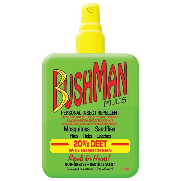 Bushman Plus Pump Pack Insect Repellent 100ml With SPF15+ -  20% Deet