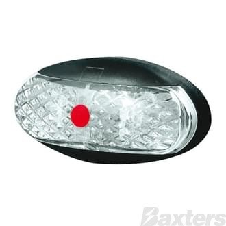 Roadvision 10-30V LED Marker Lamp Oval 60 X 30mm Clear Lens Black Base - White