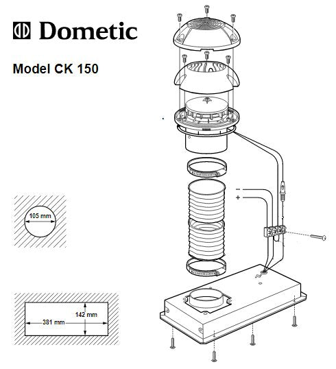 Dometic/Electrolux 12V Recessed Rangehood