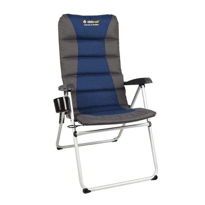 Oztrail Cascade 5 Position Arm Chair Blue/Grey