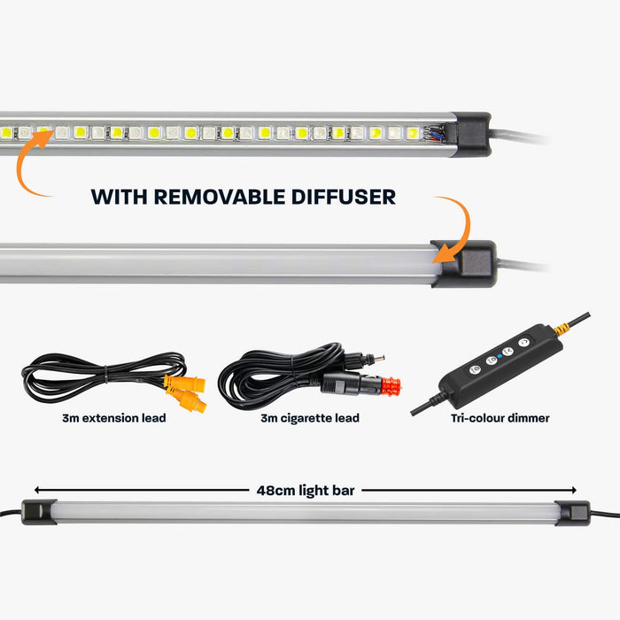 48cm Super Bright LED Light Bar Orange/White W/Cig  Diffusser