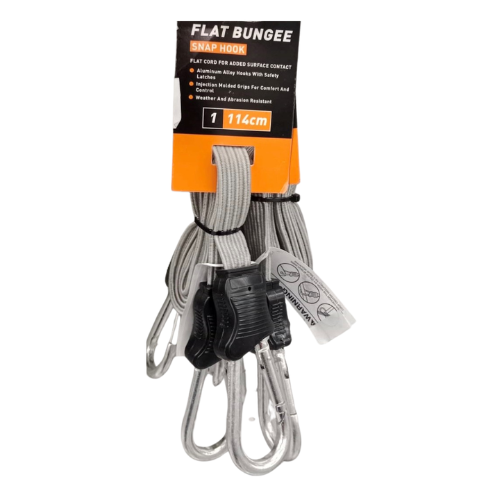 Schutts Flat Bungee 114cm with Snap Hooks Grey
