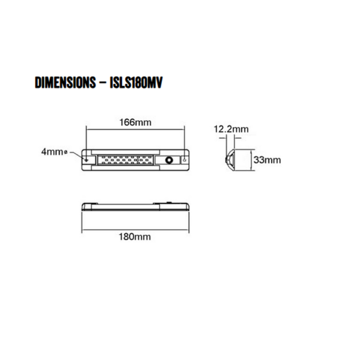 Roadvision LED Interior/Exterior Strip Lamp Amber/White 180mm 10-30V 24 LED 2W 144lm with Switch IP67