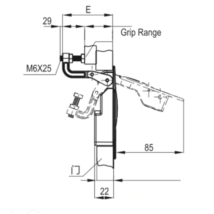 Compression Latch With Lock - Textured Black Finish (15-29mm Grip Range)