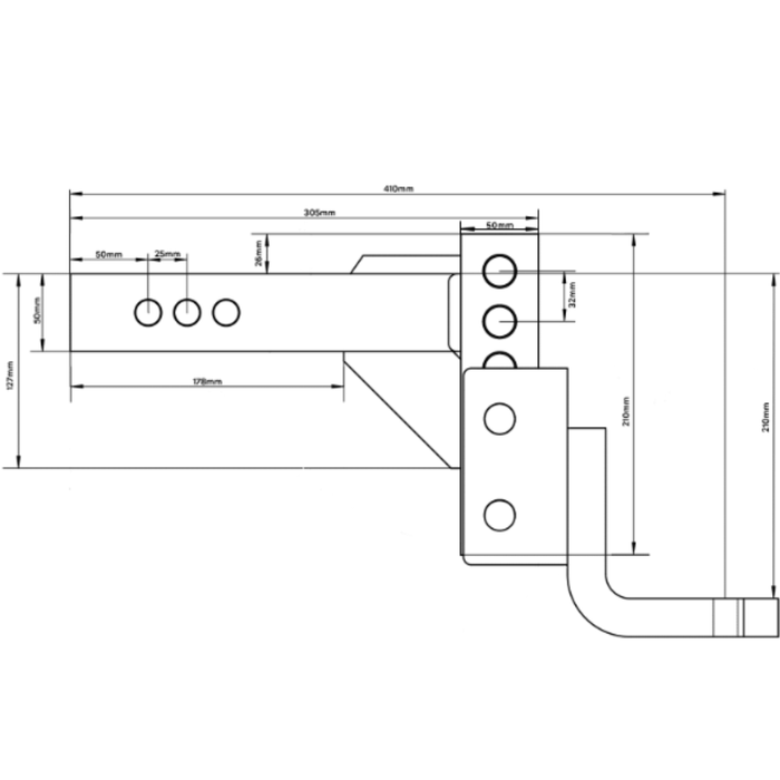 Brutus Steel Adjustable Hitch 3.5T 210mm Drop