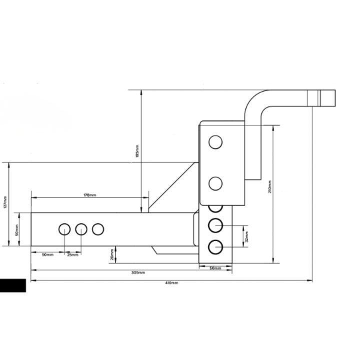 Brutus Steel Adjustable Hitch 3.5T 210mm Drop