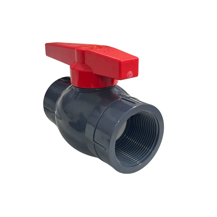 40mm PVC Ball Valve Grey 1 1/2" BSP - 40mm F/F Threaded Ends
