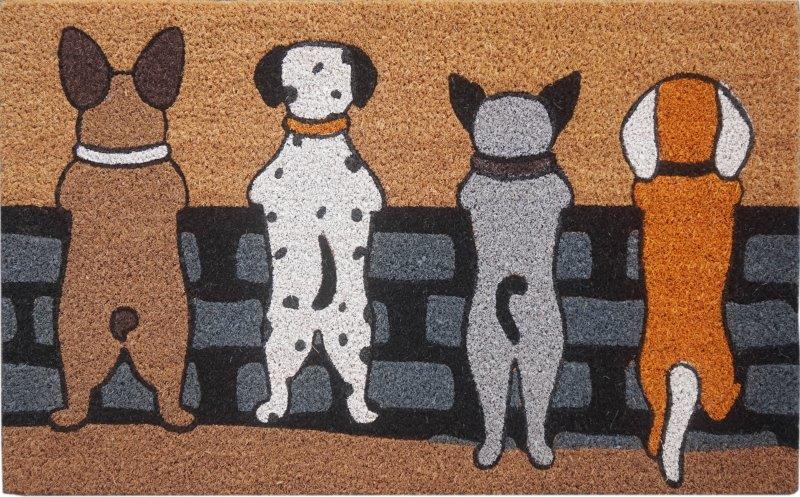 Dogs on Fence Coir Back Door Mat
