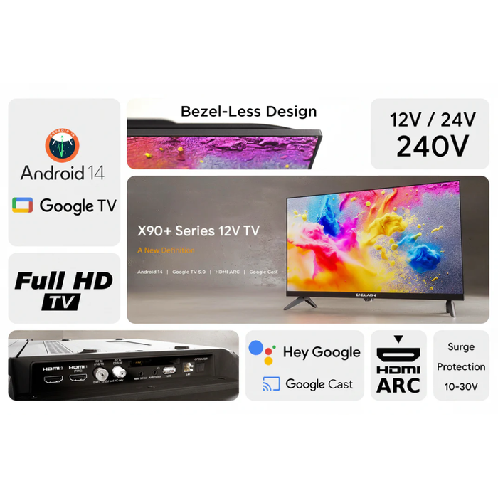 ENGLAON 24’’ Full HD 12V Smart TV With Chromecast & Bluetooth & Google TV