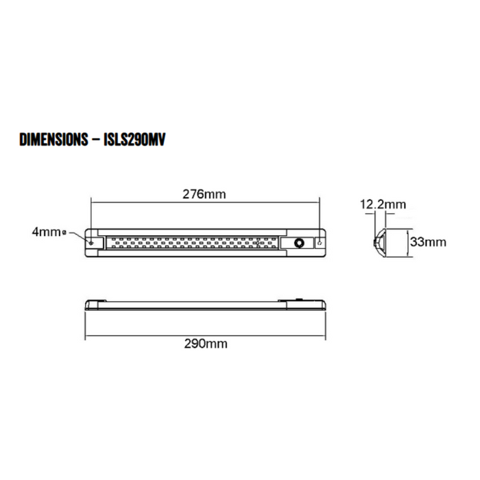 Roadvision LED Interior Strip Lamp Amber/White 290mm 10-30V 48 LED 4W 288lm with Switch IP67