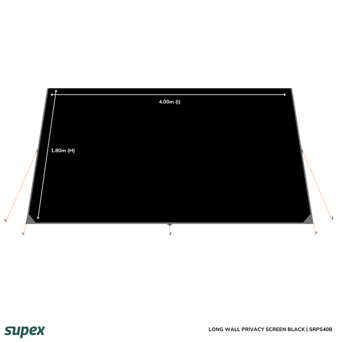 Supex Black Caravan Privacy Screen 14' 4000x1800mm