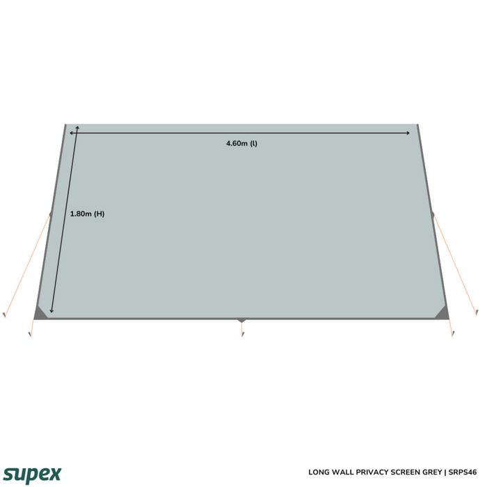 Supex Silver/Grey Caravan Privacy Screen 16' 4600x1800mm