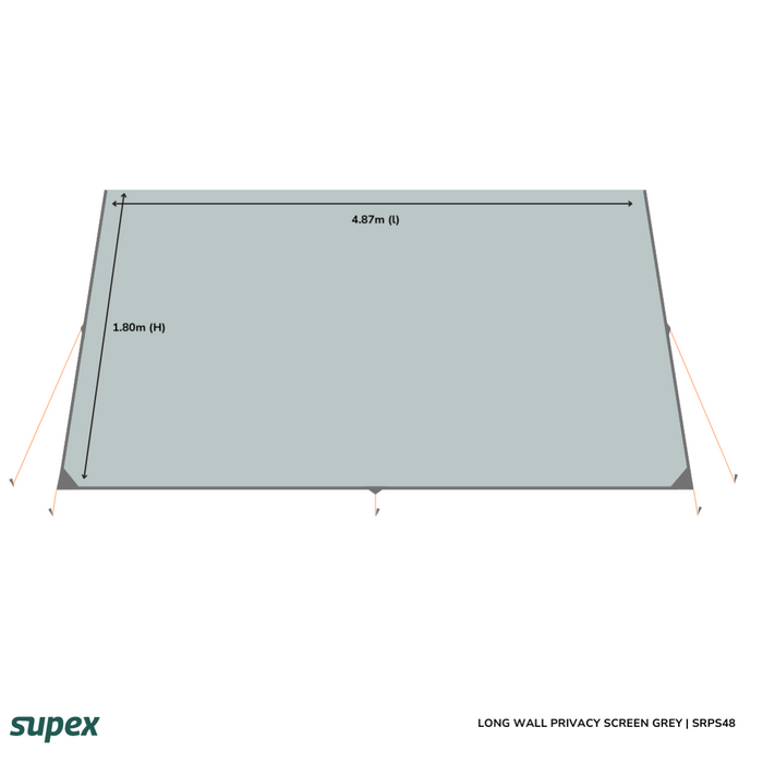 Supex Silver/Grey Caravan Privacy Screen 17' 4870x1800mm