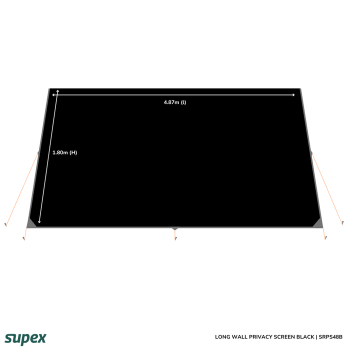 Supex Black Caravan Privacy Screen 17' 4870x1800mm