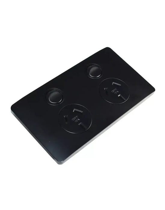 CMS Power Outlet Double Black. J17.2BK