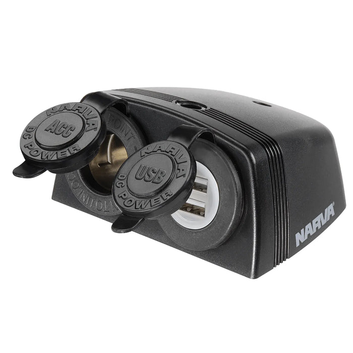 Narva Heavy Duty Surface Mount Accessory/Dual USB Socket
