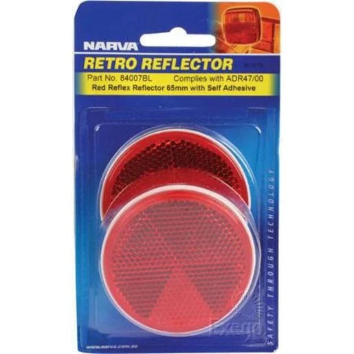 Narva Retro Reflector Red Self Adhesive - 65mm 2 Pack
