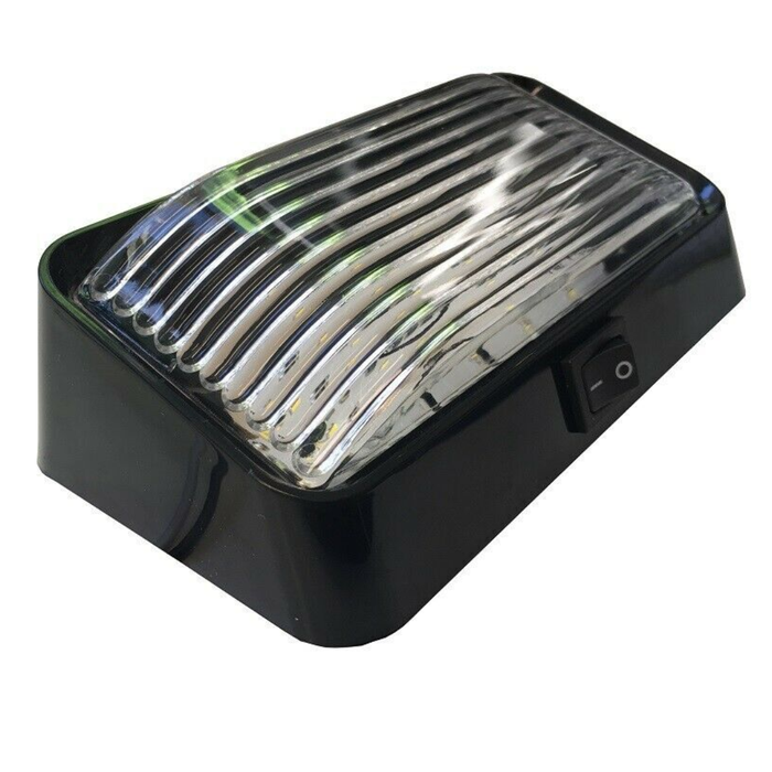 12V LED Black Annex Light With Switch Clear Lens