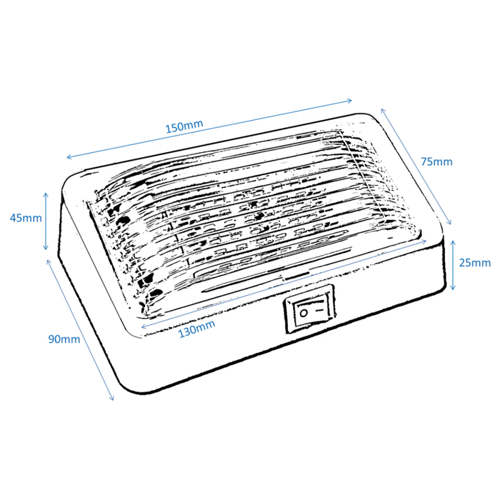 12V LED Black Annex Light With Switch Clear Lens