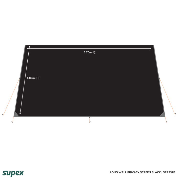 Supex Black Caravan Privacy Screen 13' 3700x1800mm