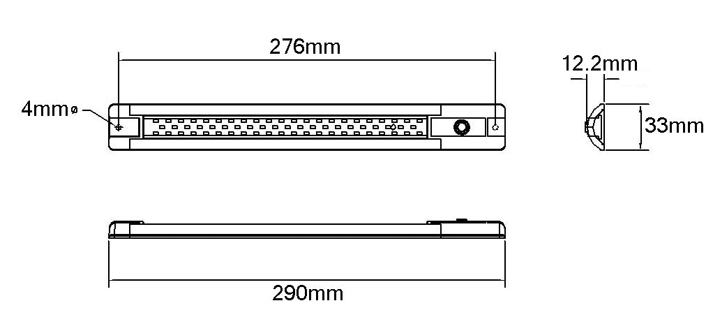 Roadvision LED Interior Strip Lamp Amber/White 290mm 10-30V 48 LED 4W 288lm with Switch IP67