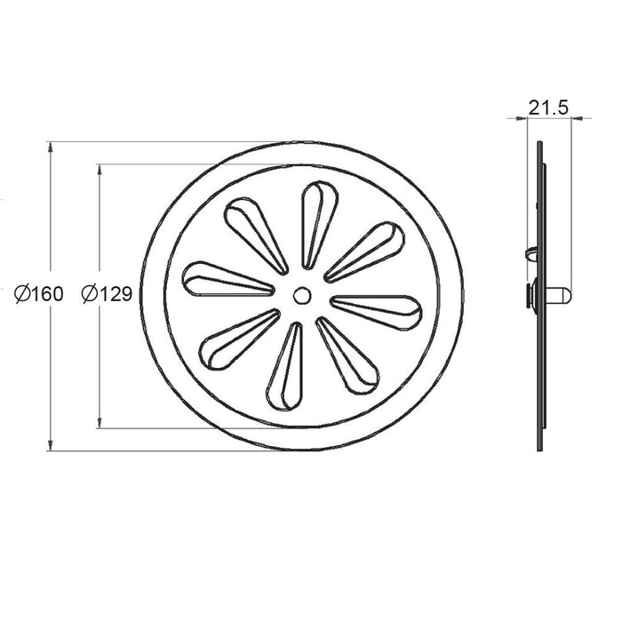 Vent Inner Plastic (Rose Vent) 150mm Iv150P