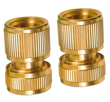 On-Hose Connector Brass- 12mm Hose to 12mm Quick Connect set of 2