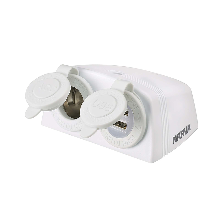 Acc/Dual USB Twin Socket Surface Mount White