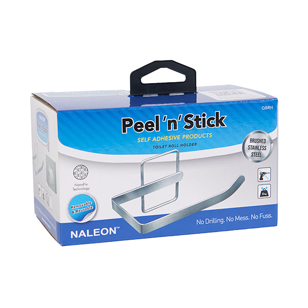 Naleon Peel 'N' Stick Brushed Stainless Steel Toilet Roll Holder