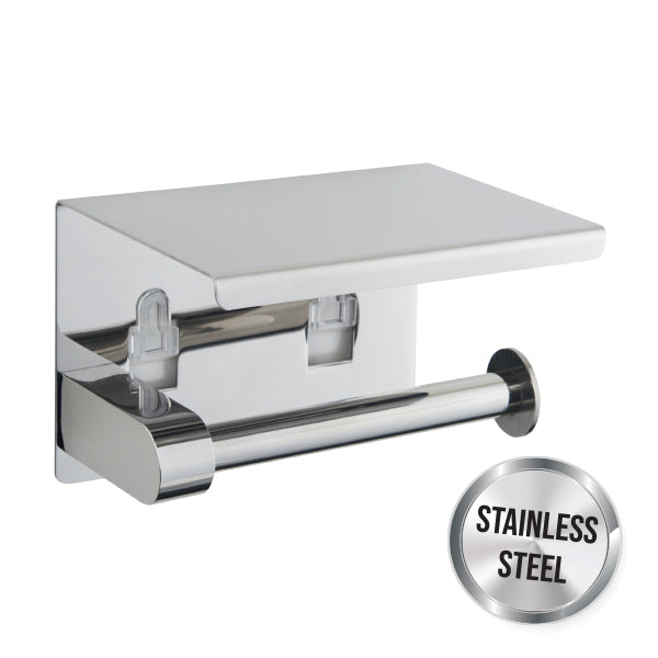 Naleon Peel 'N' Stick Stainless Steel Towel Roll Holder with Shelf