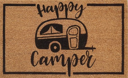 Retro Happy Camper PVC Backed Coir Door Mat