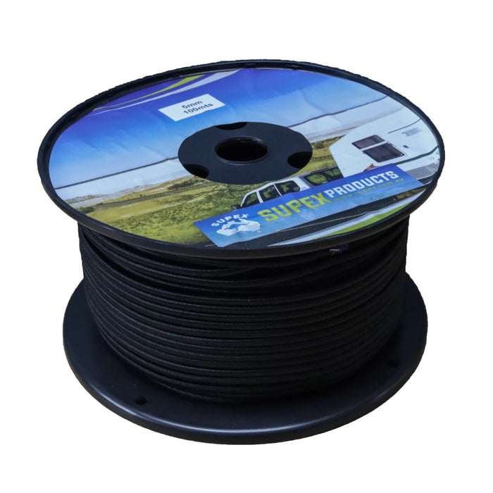 Shock Cord 8mm Black Sold Per Metre