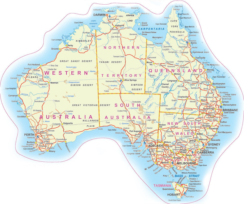 Australia Map Decal Sticker #1 Yellow