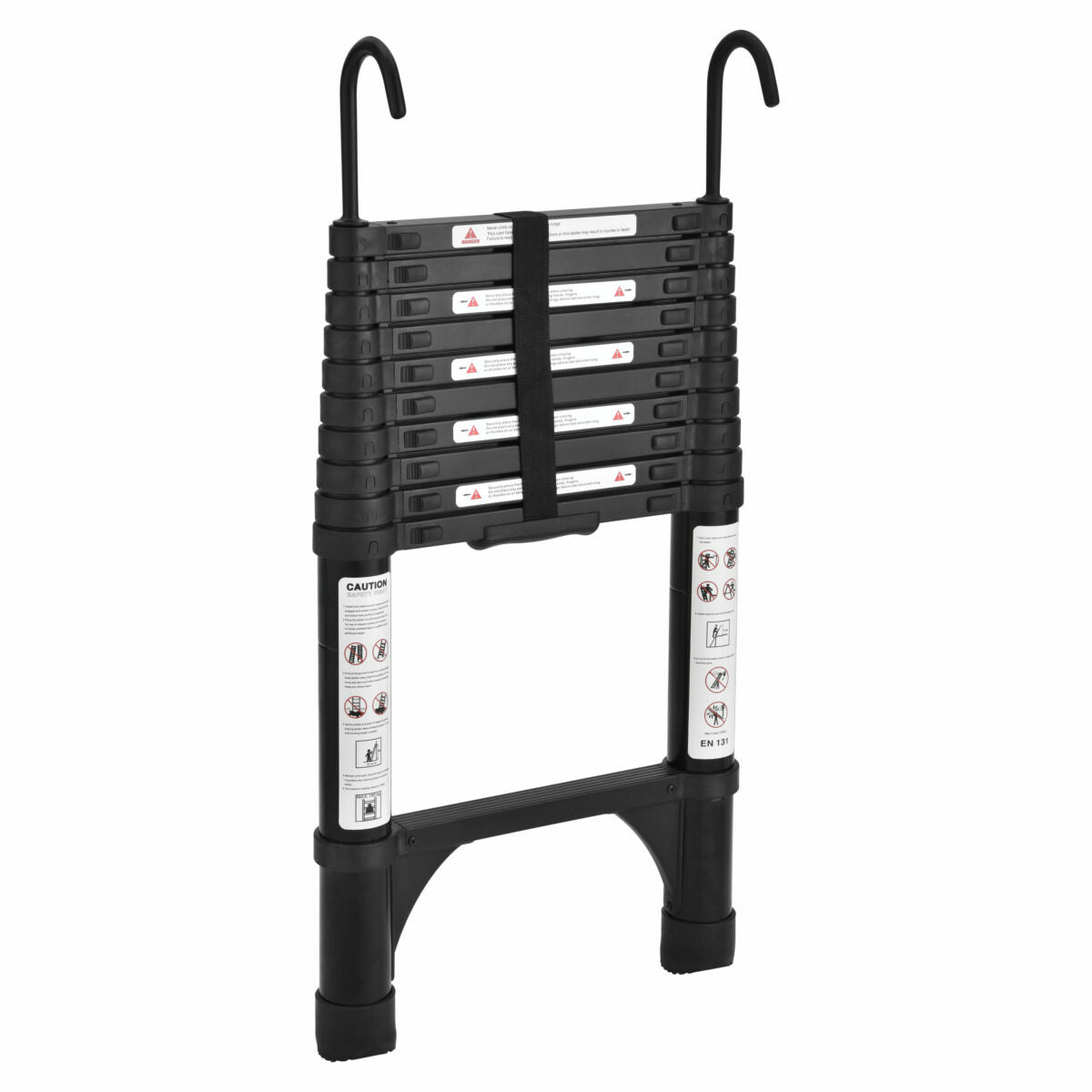 TRA 3.2M Black Telescopic Ladder with Hooks