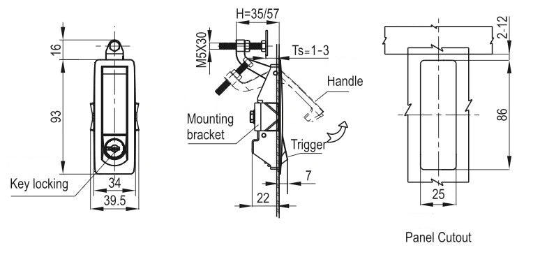 Compression Latch With Lock Black