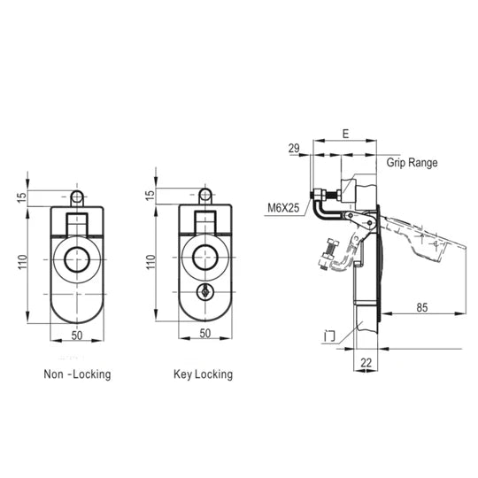 Compression Latch With Lock Black - Textured Finish