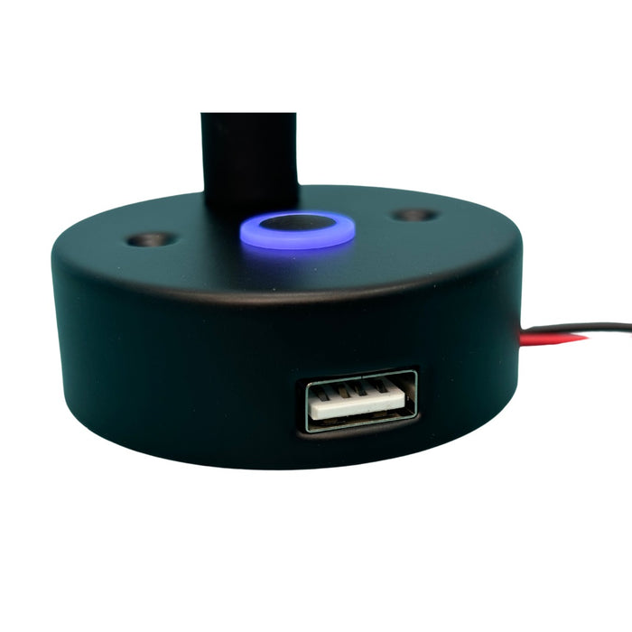 12V LED Black Reading Light Dimmable with Night Light & USB Port