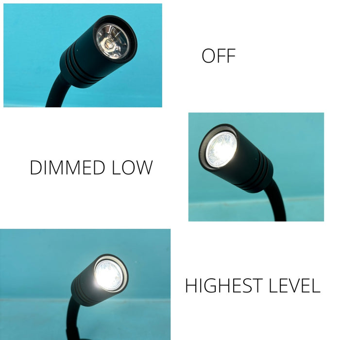 12V LED Black Reading Light Dimmable with Night Light & USB Port