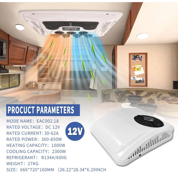 Treeligo 12V Rooftop RV Universal 13500Btu Air Conditioner