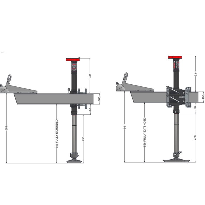 BOS 3 Rib Gearbox Double Clamp Jockey Unit - 50mm With 50mm Double Clamps